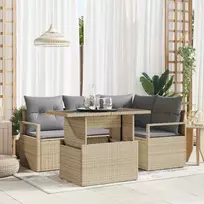 Sodo Sofų Rinkinys 5 pcs smėlio ir šviesiai pilkos spalvos