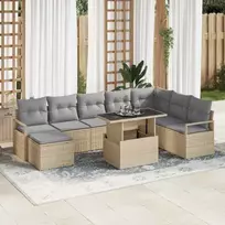 Sodo Sofų Rinkinys 9 pcs smėlio ir šviesiai pilkos spalvos