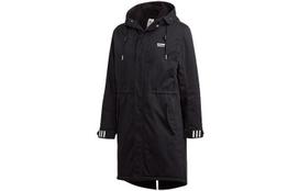 Adidas Originals Long Pad Parka Fleece Lined Thermal Turtleneck Mid Length Hooded Coat Puffer Jacket Men's Black FL0021 M