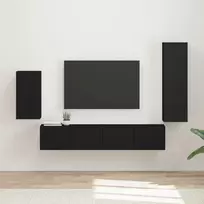 TV spintelių komplektas 4 pcs Juoda Apdirbta mediena