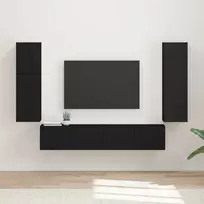 TV spintelių komplektas 4 pcs Juoda Apdirbta mediena