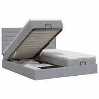 Reguliuojama lova su čiužiniu 2 pcs Šviesiai pilka Audinys