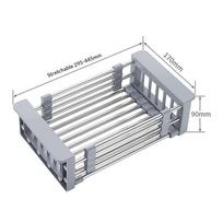 Stainless Steel Expandable Dish Rack - Adjustable Height/Width, No-Drip Design, Fits Any Sink Or Countertop Drain Rack pilka spalva