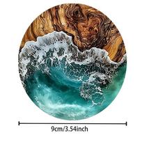 6pcs For Coffee/Tea Mugs, Beach Theme Home Decor Ocean Wave & Wood Grain Coasters Set Heat-Resistant Drink Coasters (Blue,0) mėlyna