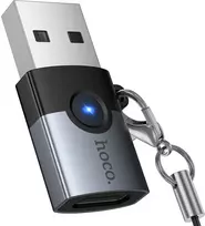 Adapteris OTG USB A į USB C Hoco UA46B pilkas
