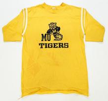 Rare Vintage ARTEX Missouri Mizzou Tigers Single Stitched T Shirt 80s Yellow L S