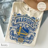 Golden State Warriors Shirt, GSW Basketball Folk Art Tee, Vintage Bay Area Fan Gear, Floral Basketball T-Shirt, Warriors Gift for Men Women XL