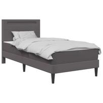 Bed Frame with LED Light Strips Gray 90 x 190 cm Faux Leather