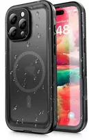 iPhone 16 PRO dėklas, „Shellbox Dot“, atsparus vandeniui, suderinamas su „MagSafe“ ir juodas