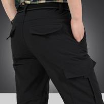 Vyriškos žieminės storos vilnos šiltos tamprios krovininės kelnės Karinės SoftShell vandeniui atsparios laisvalaikio kelnės Taktinės kelnės, plius dydis 4XL M juoda