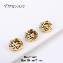 10X7MM 18K Gold Plated Brass Braided Spacer Beads, Hole Size 3MM Separators For Beads,DIY Jewelry Making Supplies Wholesale 4 pieces