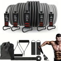 Hot Sale 11-Piece Multifunctional TPE Resistance Band Set 4.5-91kg Chest Muscle Strength Training Indoor Outdoor Fitness Adults Gourd hook pull rope [gradient gray 150 lbs] pilka spalva