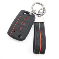 Key Fob Cover for VW Golf Tiguan MK7 MK2 Ateca Leon FR Ibiza with Keychain Anti-Scratch Guard Shockproof Protection Soft Grip Texture juoda