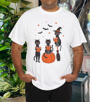 Men's and Women's T-shirts Halloween Spooky Cat, Book Lovers T-Shirt, Halloween Gift, Unisex T-Shirt XXXXL
