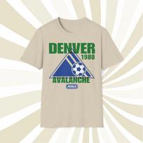 Men's and Women's T-shirts Denver Avalanche 1980 MISL Vintage Offset Printed Soccer T-Shirt XS