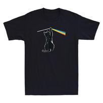Men's and Women's T-shirts Cat Rainbow Light Cool Prism Science Spectral Funny Graphic Retro L