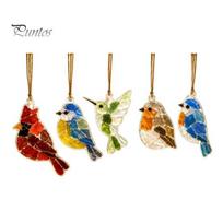 Ready to Hang Decorations 5Pcs Acrylic Suncatcher Window Hangings, Sea Glass Collage Kit with Birds Farm Animals Marine Gift for Friends Life Designs, Bird