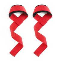 2Pcs Weightlifting Wrist Straps Strength Training Adjustable Non-slip Gym Fitness Lifting Strap Wrist Support Sports Grip Band raudona