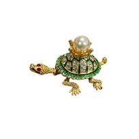 Creative Rhinestone Turtle Figurines Retro Ring Storage Case Little Turtle Statue  Girl's Gift žalia