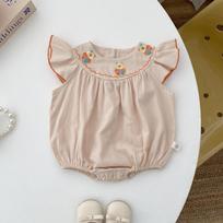 Girls' Summer Flying Sleeve Embroidered Romper Onesie 90 cm smėlis