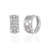 WMET598 S925 Sterling Silver Fashion Temperament Honeycomb Geometric Hoop Earrings with Cubic Zirconia Luxurious Look platina