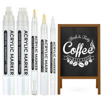 5-Tip White Non-Toxic Acrylic Paint Marker Set Almost on Any Surface, Ideal for Graffiti, Fine Art, DIY Projects, and More balta