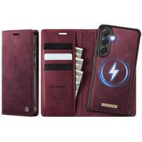 For Samsung Galaxy S23 FE Case CASEME C49 Compatible with MagSafe RFID Blocking Detachable Wallet Le Red raudona