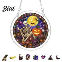 Suncatcher Acrylic Jigsaw Puzzle Suncatcher Stained Glass Style Halloween Skeleton Ghost Stainless Steel C