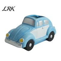 Succulents Planter Retro Beetle Car Planter, Large Capacity Auto Shaped Plant Pot with Aged Blue And White Flowerpot Glaze Finish, Creative Desk Decor mėlyna