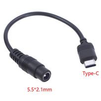 DC C tipo moteriškas į 5.5*2.1 moterišką kabelį 5521 maitinimo lizdo adapteris USB C tipo keitiklis maitinimo jungčiai juoda
