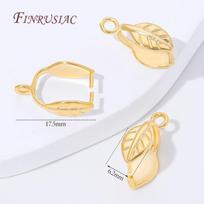 18K Gold Plated Leaf Shaped Pinch Bails,Pendant Clips with Loop,Jewelry Connectors For DIY Necklace Earrings Making Supplies 2 pieces