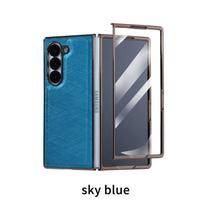 case for Samsung Z FOLD 7 6 5 4 3 Golden bamboo silk protective case HD protective film full coverage Shock Proof Anti-Scratch Galaxy Z Fold7 dangaus mėlyna spalva