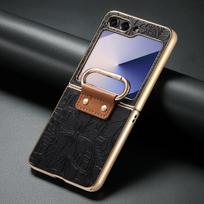 case for Samsung Z FLIP 7 6 5 4 flower texture protective case With Holder Kickstand full coverage With Ring Shock Proof plain Galaxy Z Flip7 juoda