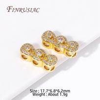 18K Gold Plated Inlaid Zircon Spacer Beads For 3-row Necklace Making,Separator End Beads Connectors DIY Jewelry Making Supplies 1 Piece
