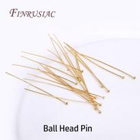 50Pcs/lot Pins For Jewelry 18K Gold Plated Ball Head Pin/Flat Head Pin/Eye Pins For Earrings Making Accessories DIY Findings 0.6mmX16mm-50PCS