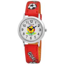 Montre enfant - QBOS - Felix - Bracelet rouge simili 14 mm - Boîtier métal 28 mm - Mouvement quartz raudona