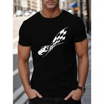 European sizes Racing Track Race Graphic Print Men's Short Sleeve Crew Neck T-Shirts, Comfy Breathable Casual Slightly Stretch Casual Tops S juoda