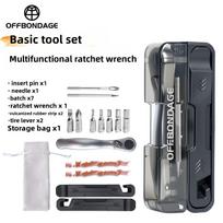 OFFBONDAGE Bicycle Tools Torque Wrench Hex Wrench Set Mini Portable Multi-tool Kit MTB Bike Tire Patch Repair Tools Tire Lever juoda
