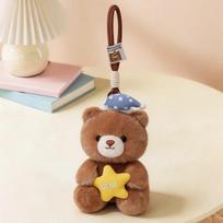 Kawaii Sleep Hat Teddy Bear Plush Keychain Soft Fluffy Stuffed Animal Doll Cute Bear Bag Charm for Backpack Accessory Gifts 16cm
