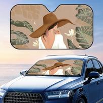 Minimal Aesthetic Woman Sun Visor Reusable Aluminum Foil UV Protector Heat Three-layer Insulation Windshield Sunshades