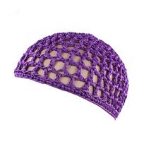 Turbans Fashion Sleeping Cover Night Crochet Net Hat Snood Mesh Cap Hair Net vyno raudonos spalvos