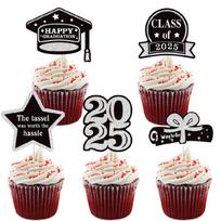 5Pieces Graduation Cake Toppers Set Party Supplies Elegant Cake Ornament Paper Texture for Creative Graduation Dessert sidabras