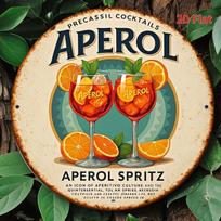 D Flat pc Vintage Tin Sign Aperol Spritz Gun  Round Logo  x Inch (xcm) Aluminum Wall Art Plate for Italian Liquor 20x20cm(8x8inch)