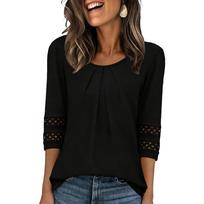 Tops For Women 3/4 Sleeve R-Neck Casual T-Shirts L juoda