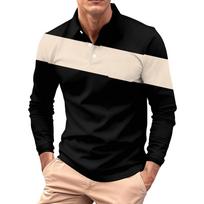 Men's Long-sleeved Collared Button-down Pocket Casual Top L smėlis