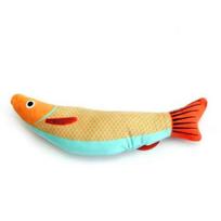 Cat Toy Imitation Fish Design Built-in Catnip Kitten Teething Aid Bite-resistant Teeth Grinder Scratch-resistant Pet Toy geltona