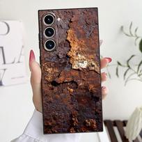 Case for Samsung Galaxy S21 FE S23 Ultra S24 Plus S25 Edge S20 Black Soft Phone Cover Design A Pattern Imitating Iron Rust Galaxy S24 FE