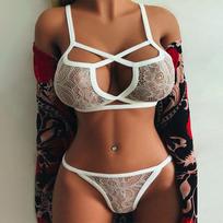 S-3XL Naujas Moteriškas Sexy Push Up Liemenėlės Kelnaitės apatinis trikotažas nėriniai permatomas gėlių tinklelio apatinių rinkinys 4 spalvų S balta
