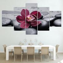 5 plokštės Kraštovaizdis Orchidėja Juodi akmenukai Drobė Tapyba Plakatai ir spaudiniai Sienos Menas Nuotraukos Svetainė Namų dekoras Be rėmelio 30x40cm*2  30x60cm*2  30x80cm*1