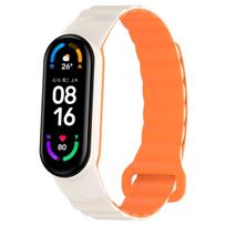 Silikoninis magnetinis dirželis, skirtas Xiaomi Mi Band 8 7 6 5 4 3 Minkšto metalo jungtis Magnetinis užsegimas Reguliuokite ilgį, skirtą Mi Band 3 4 5 6 7 8 Apyrankės dirželis For Mi Band 34567 žvaigždė/oranžinė